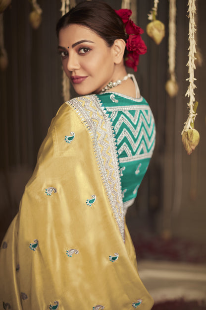 Jasmine Yellow Dola Silk Saree