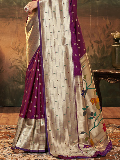 Imperial Violet Paithani Saree