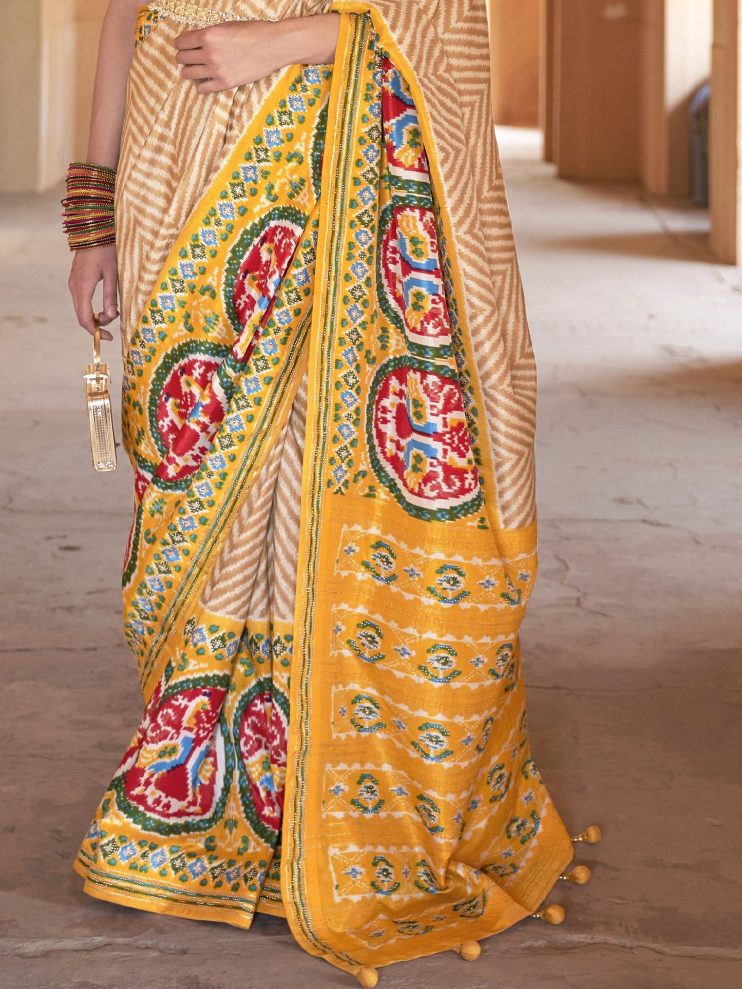 Golden Yellow Patola Saree