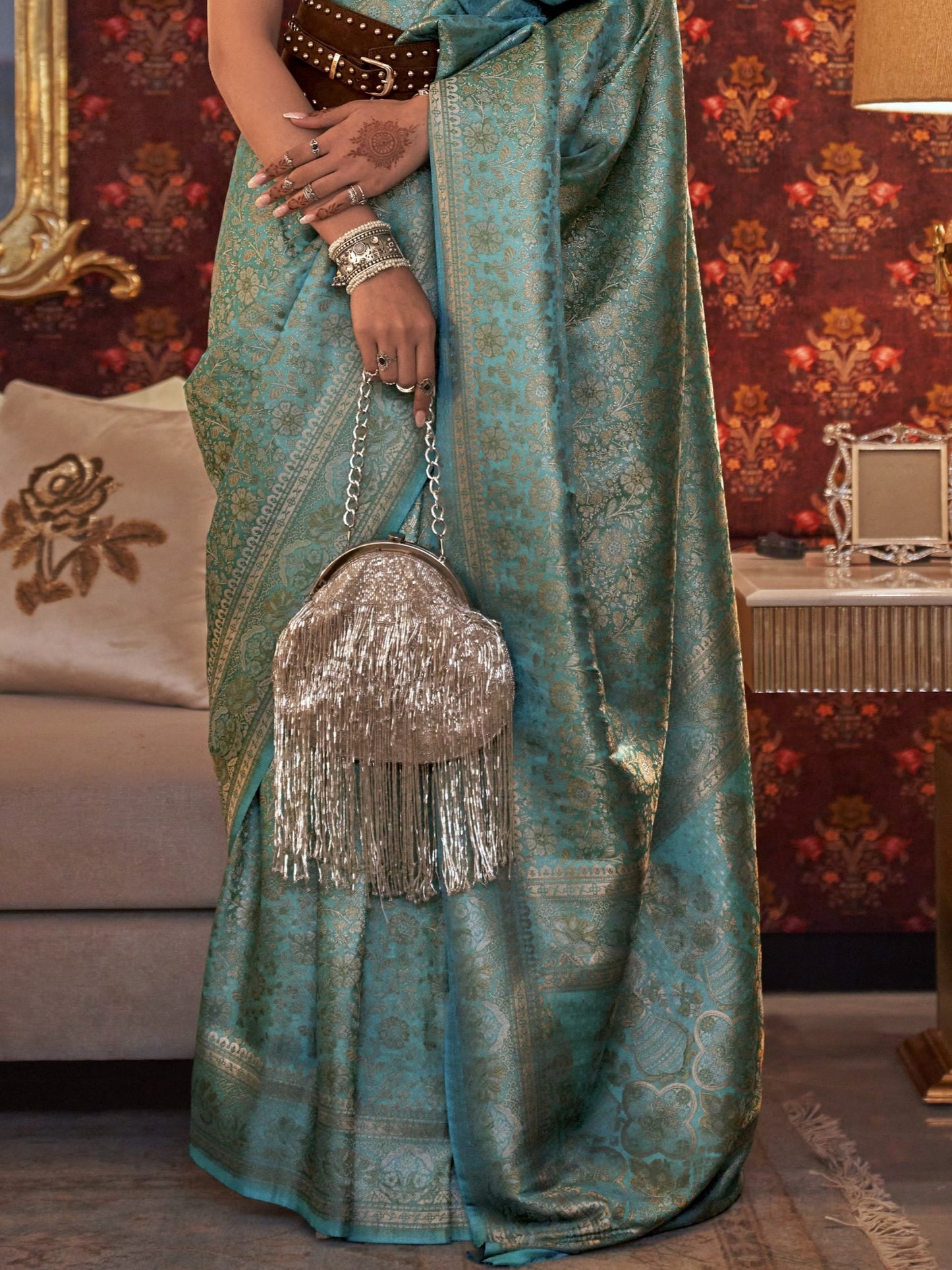 Pacific Blue Kanjivaram Saree