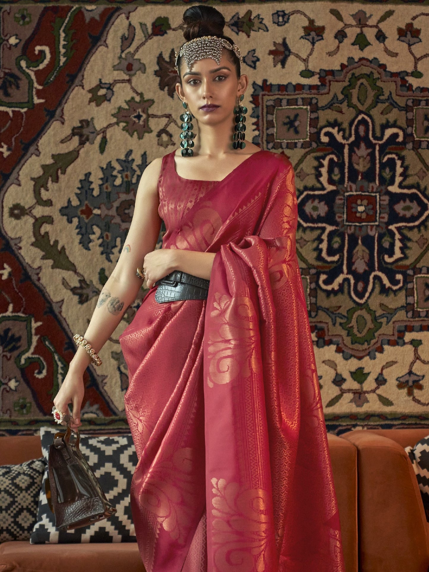 Imperial Red Woven Banarasi Saree