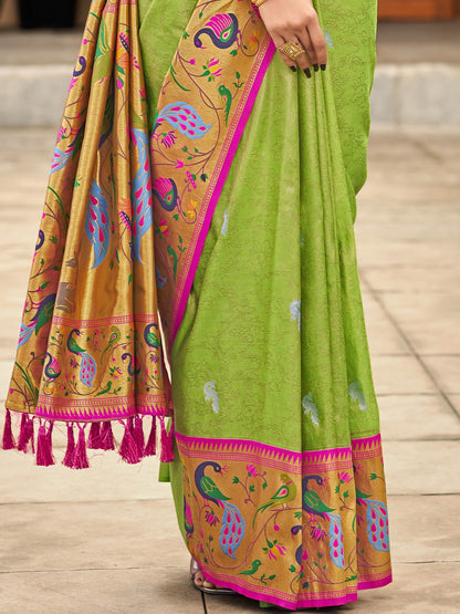 Apple Green Paithani Saree