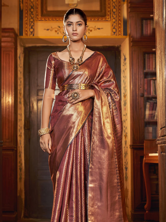 Brick Brown Kanjivaram Saree