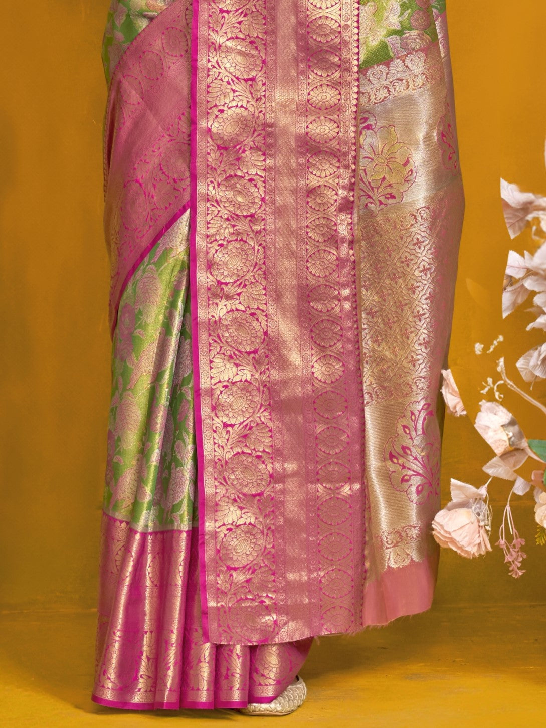 green silk saree
