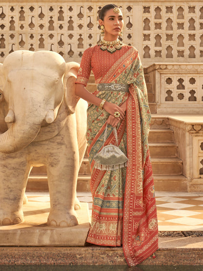Sand Gray Patola Saree