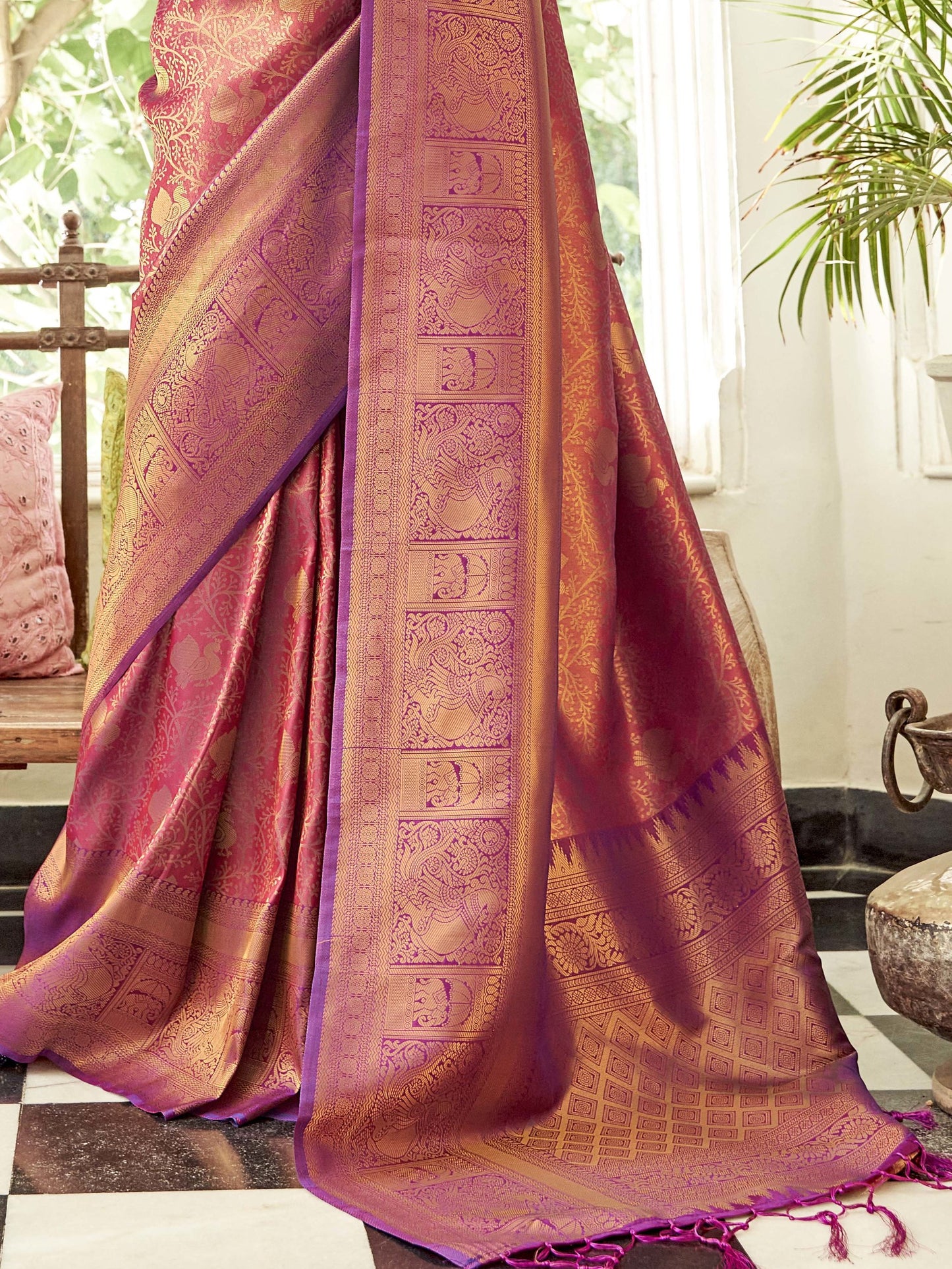 Plum Magenta Kanjivaram Saree