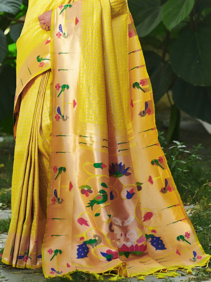 Lemon Yellow Paithani Saree