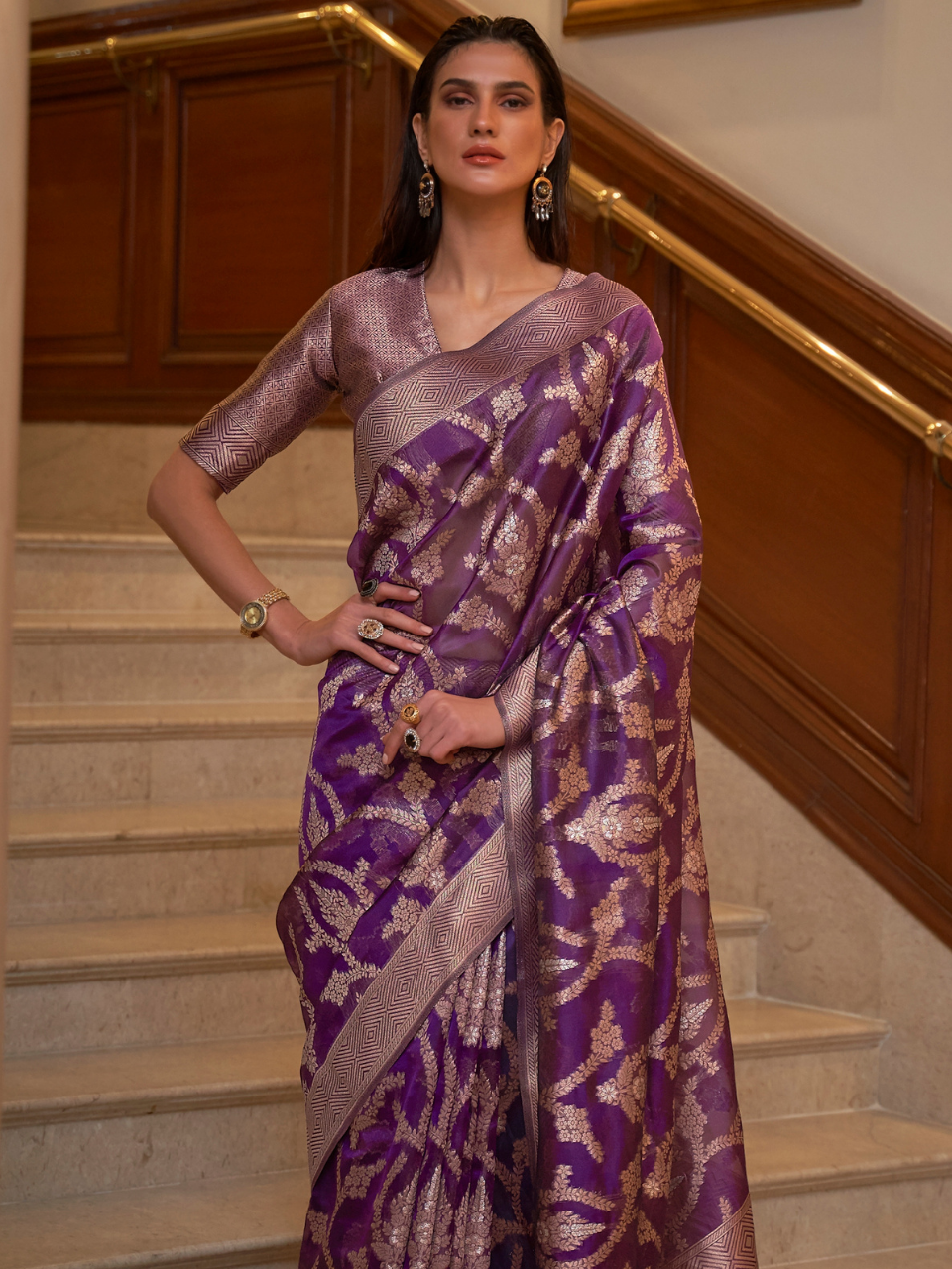 organza saree new model