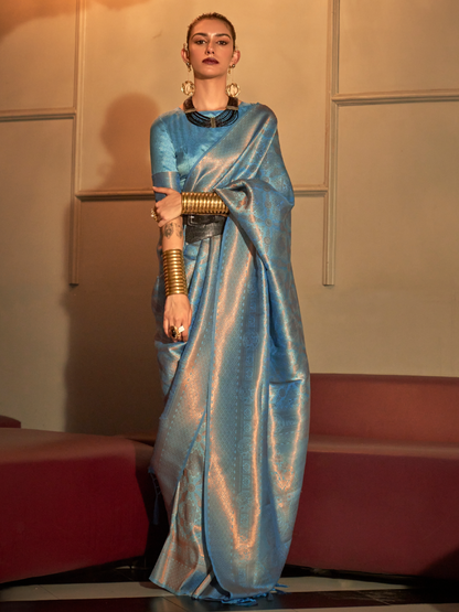Classic Blue Woven Kanjivaram Silk Saree