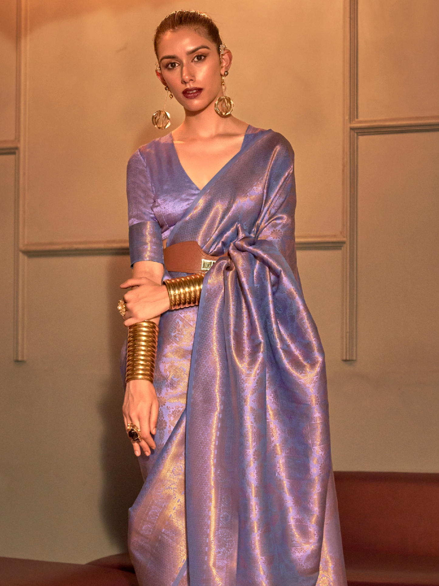 Spring Lavender Woven Kanjivaram Silk Saree