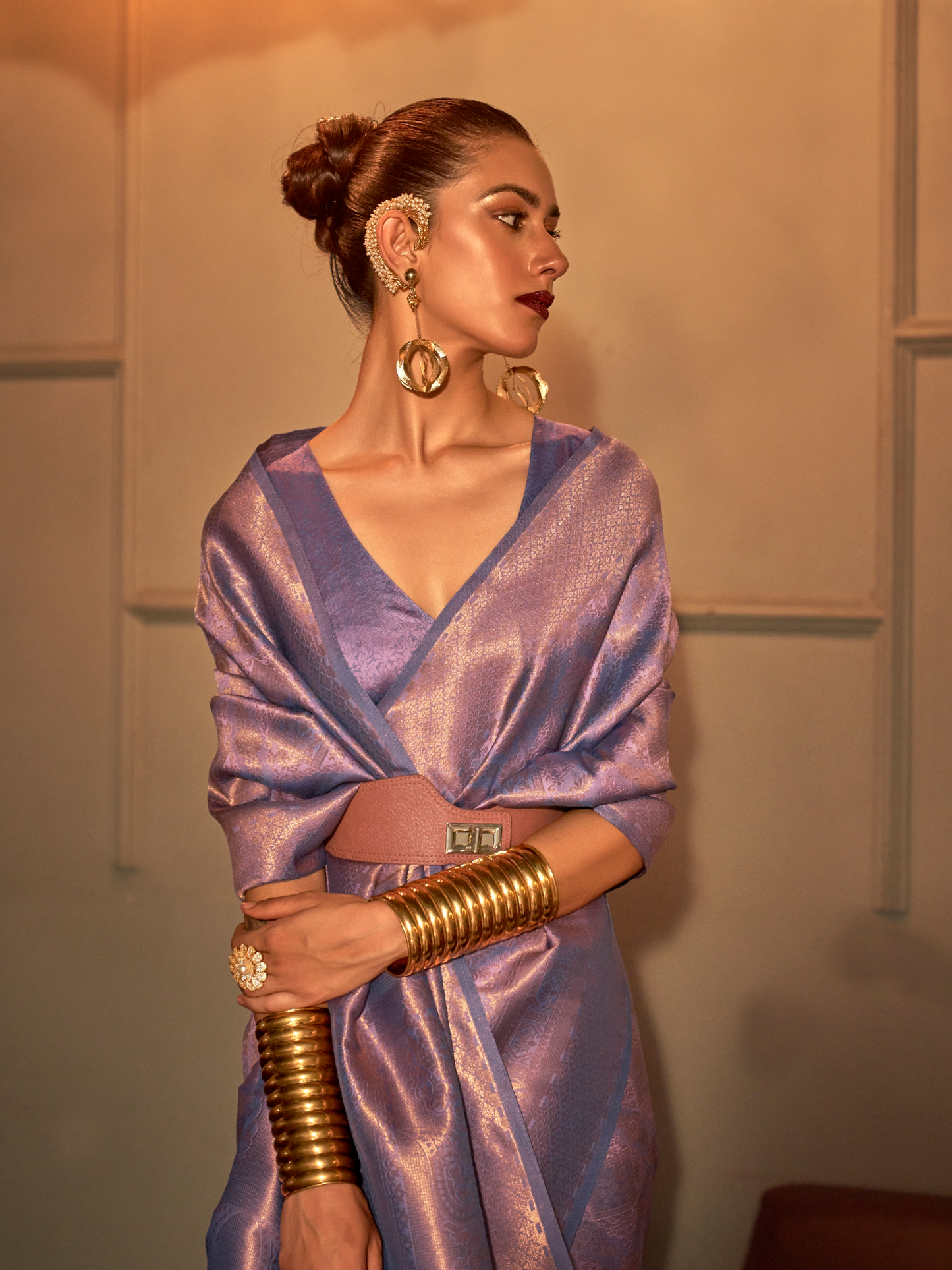 Spring Lavender Woven Kanjivaram Silk Saree