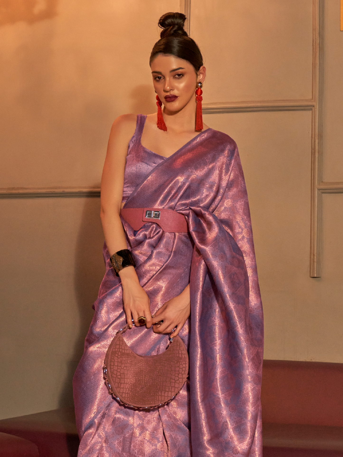 Festive Purple Woven Kanjivaram Silk Saree
