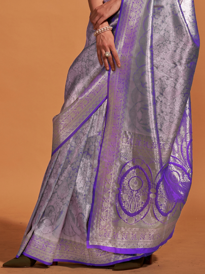 International Purple Woven Kanjivaram Silk Saree