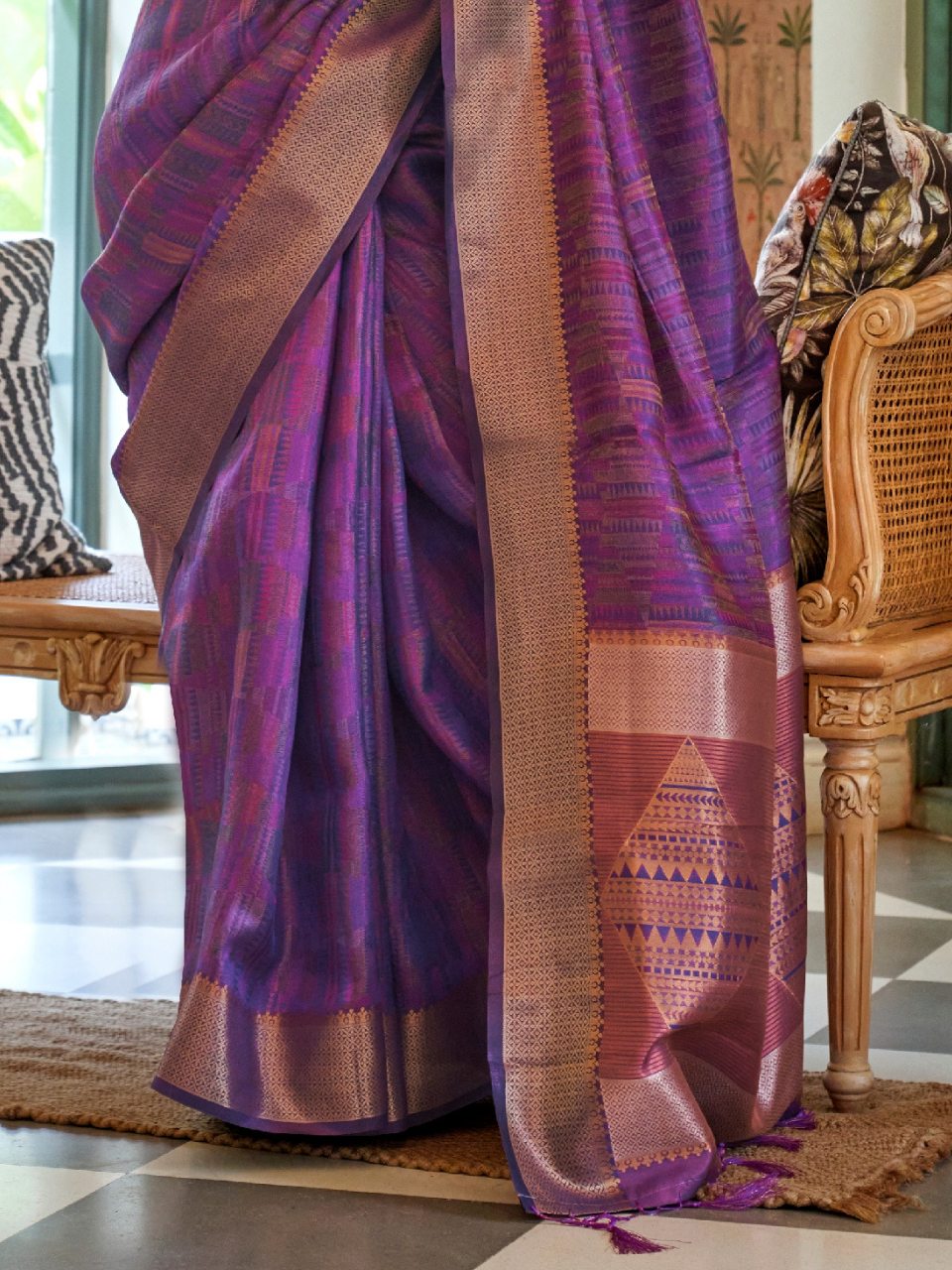 duel tone organza saree