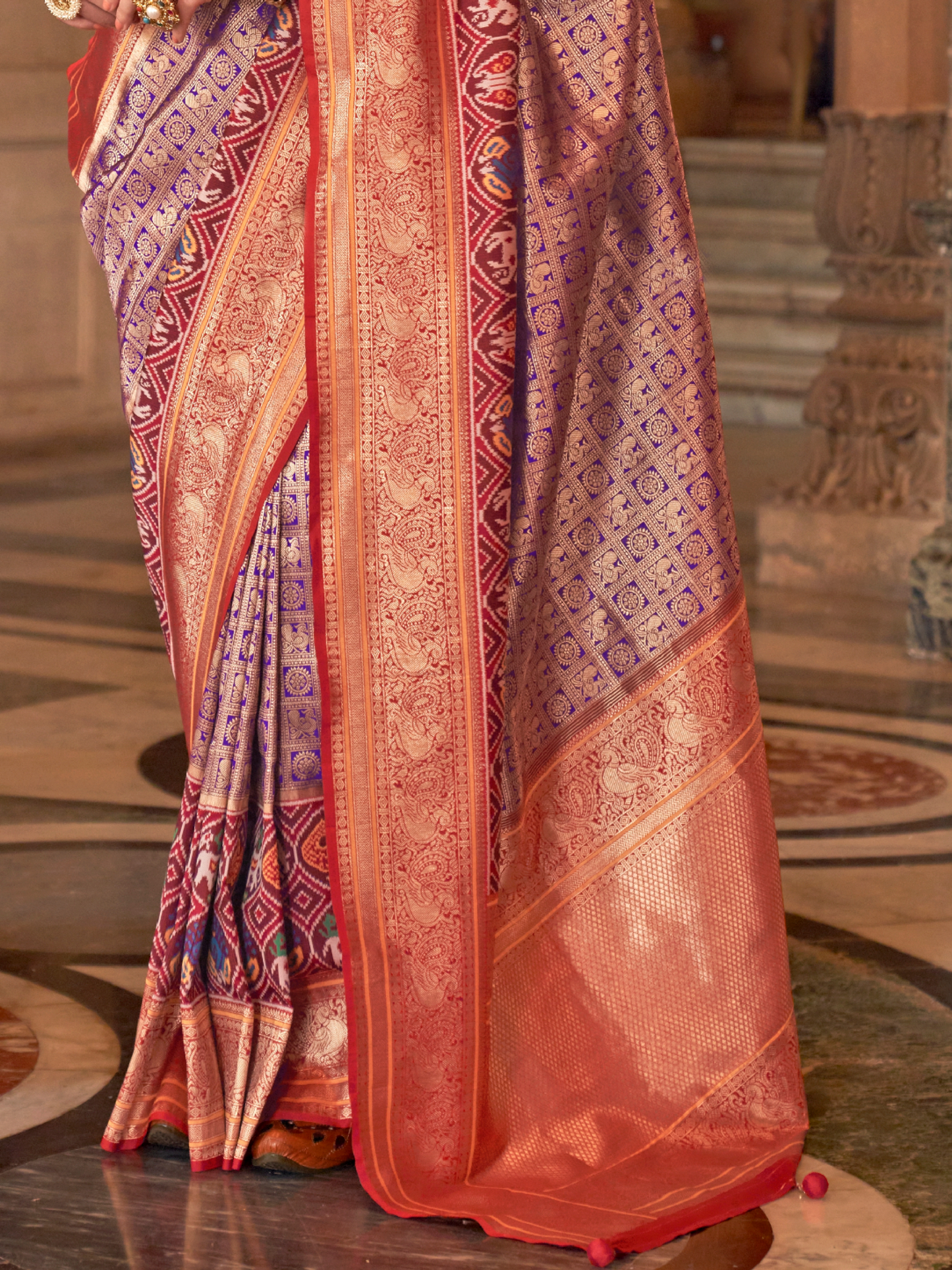 Royal Purple Woven Kanjivaram Patola Silk Saree