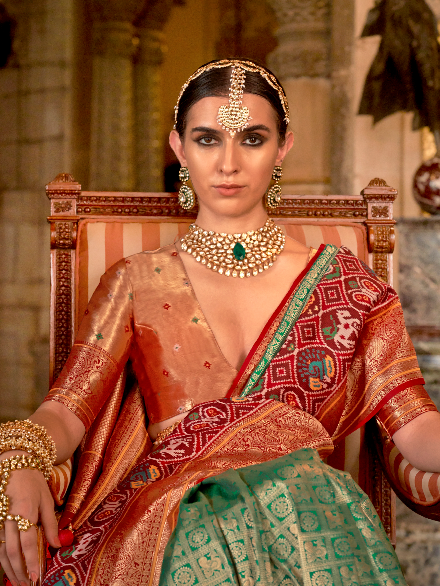 Royal Green Woven Kanjivaram Patola Silk Saree