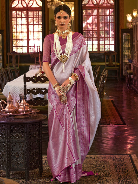 lavender sarees kanjivaram