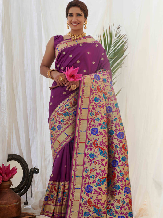 Byzantium Violet Paithani Saree