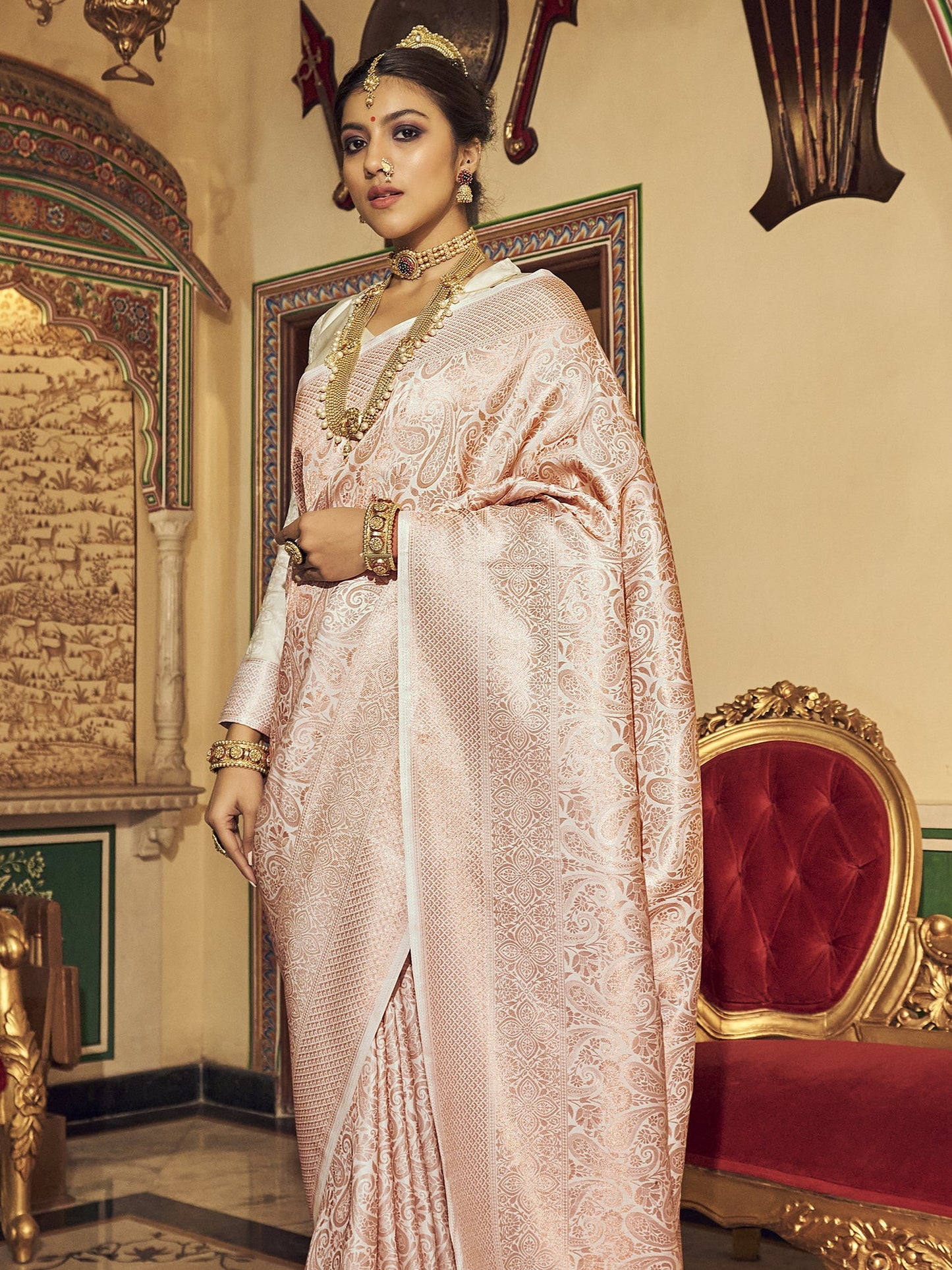 Blush Pink Kanjivaram Saree