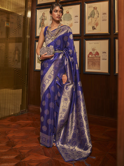 Iris Blue Woven Banarasi Saree