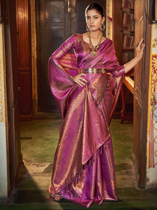 Mulberry Magenta Kanjivaram Saree