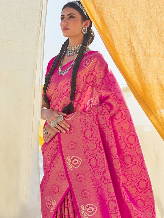 Hot Pink Kanjivaram Saree