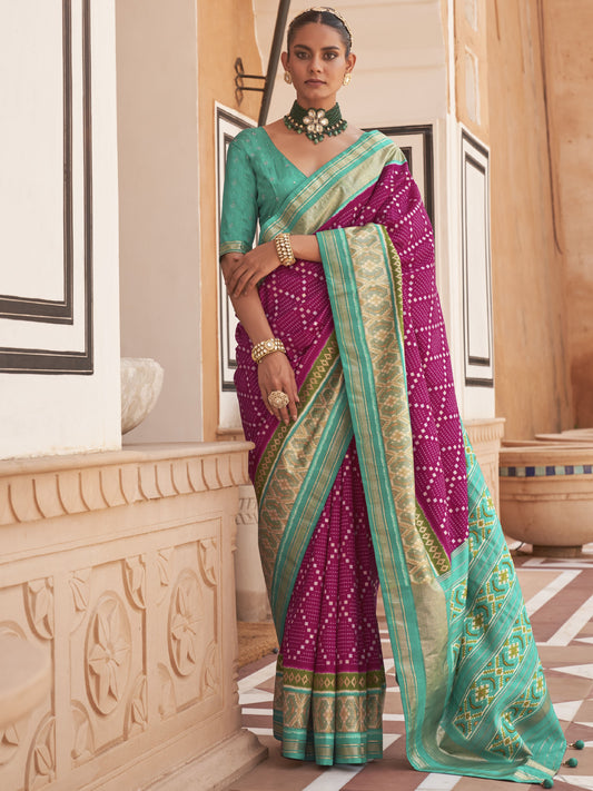Jam Magenta Patola Saree