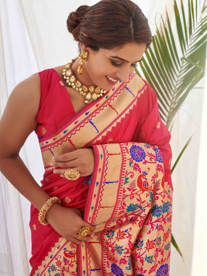 Deep Pink Paithani Saree