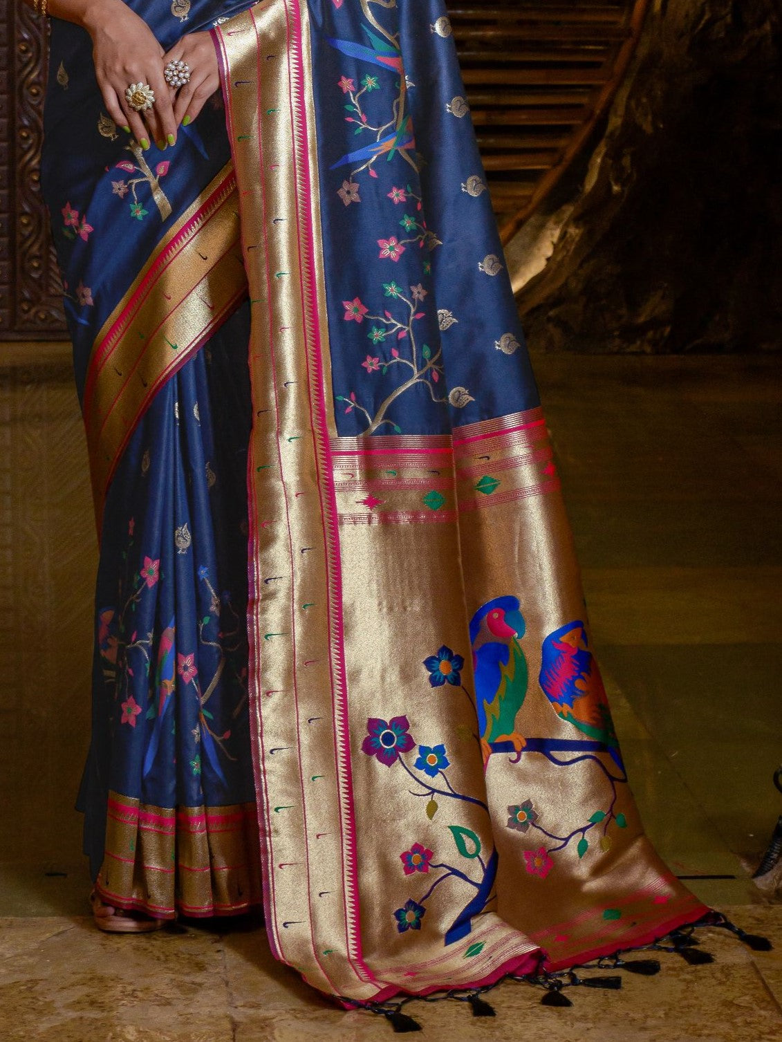 Deep Blue Woven Paithani Saree