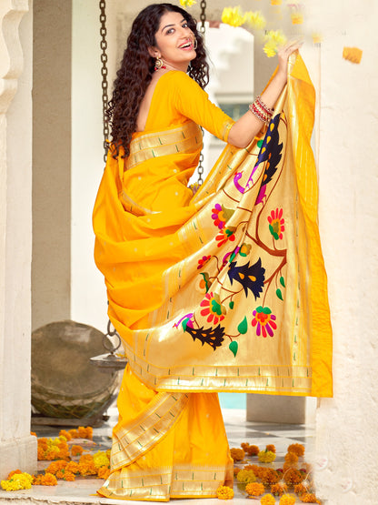 yellow paithani