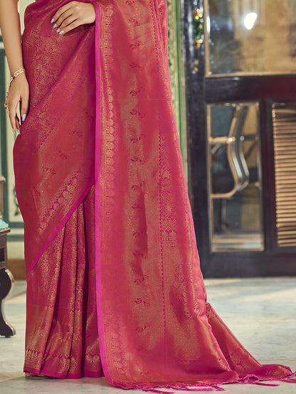 Steel Pink Kanjivaram Saree