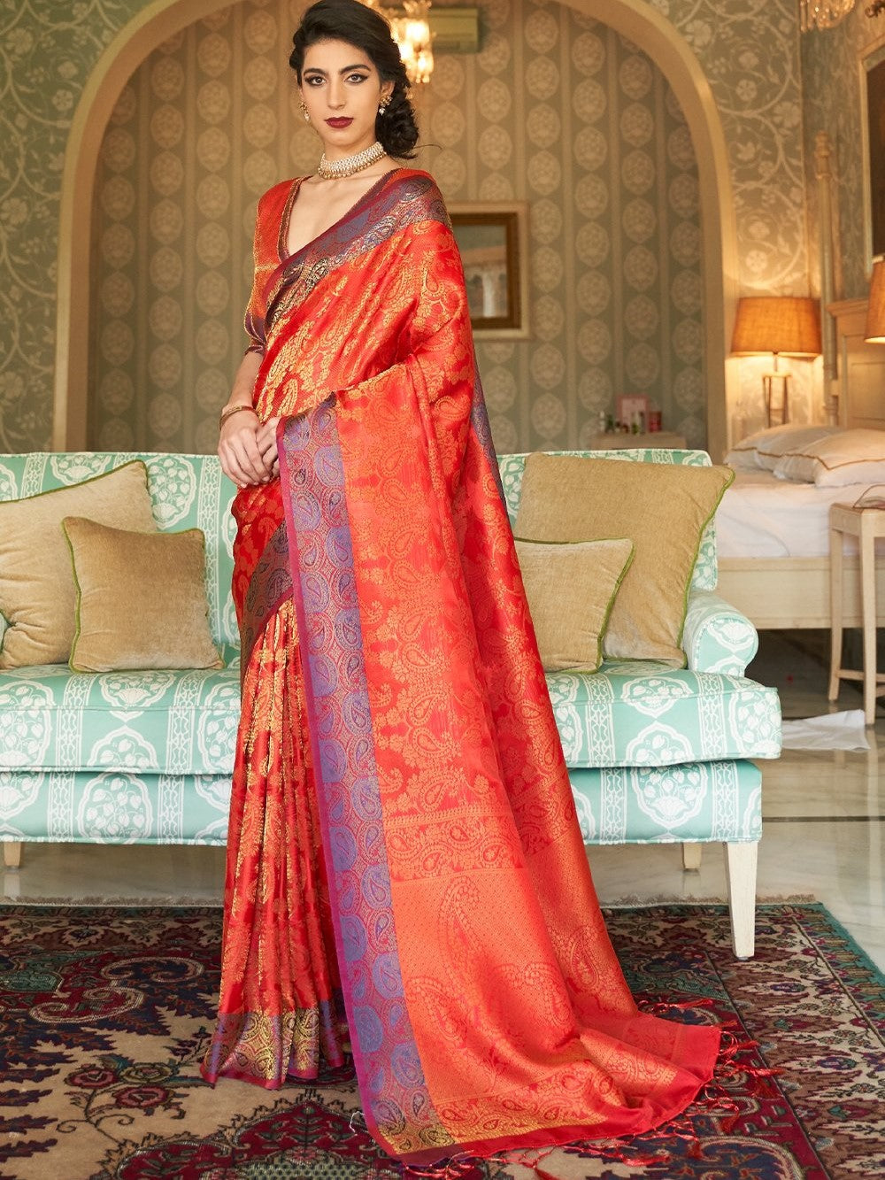 Scarlet Red Kanjivaram Saree