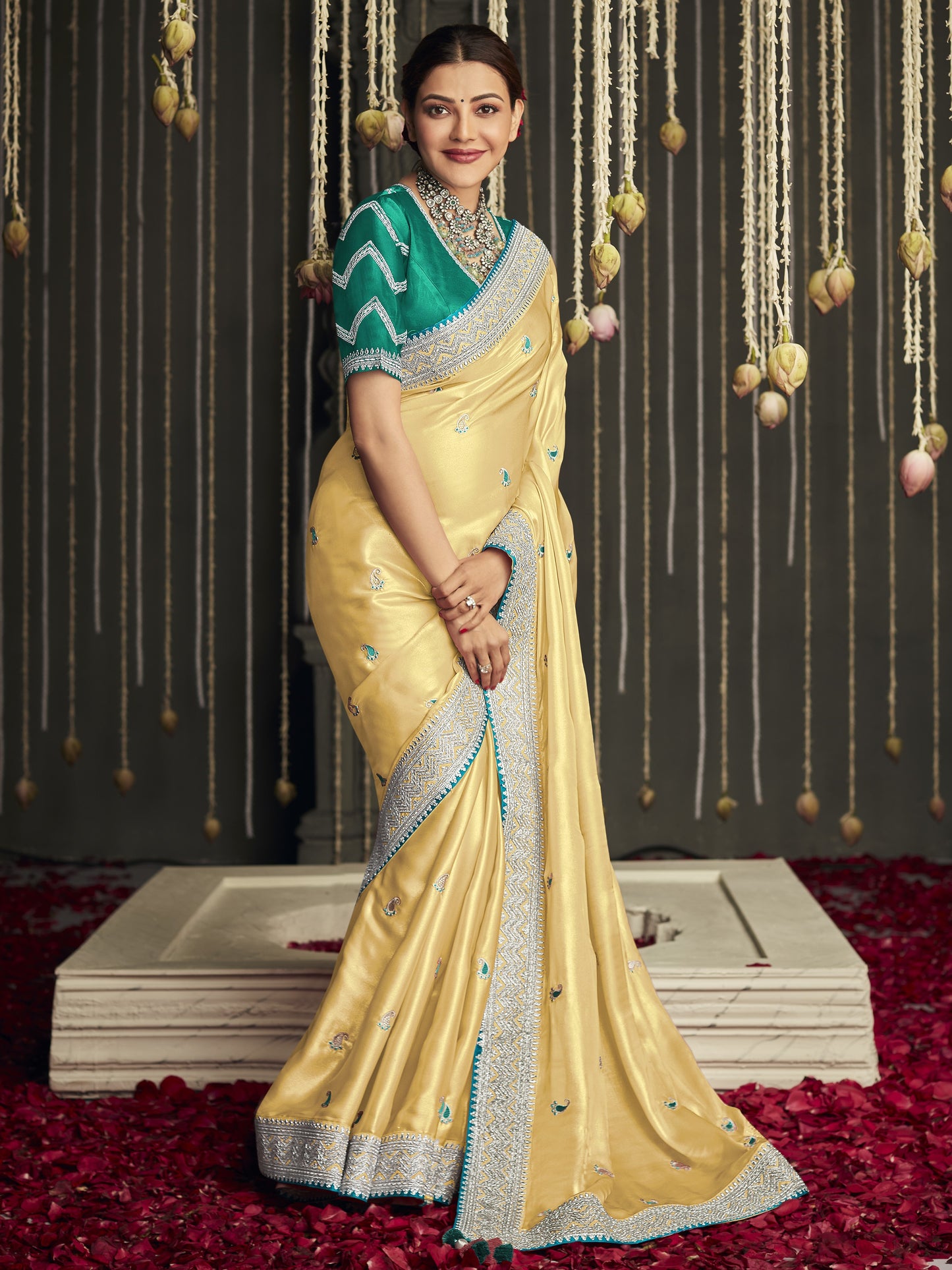 Jasmine Yellow Dola Silk Saree