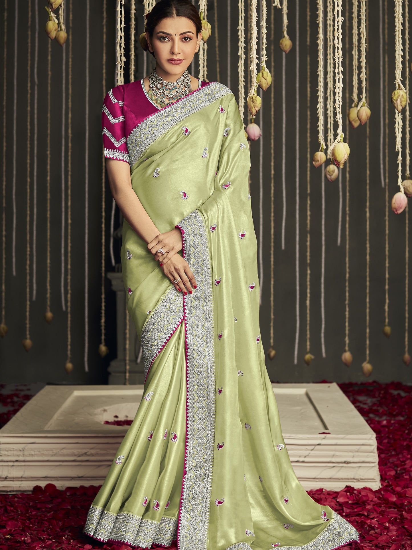 Minty Pista Dola Silk Saree