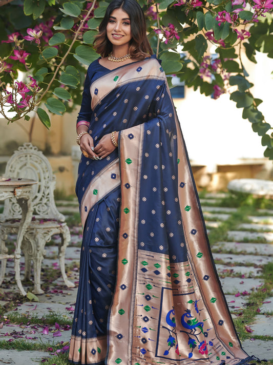 Cobalt Blue Paithani Saree