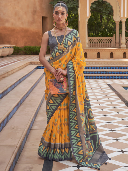Mango Yellow Patola Saree