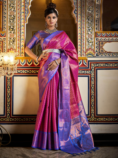 Fluorescent Pink Kanjivaram Saree