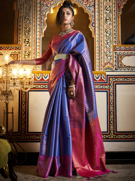 Orchid Blue Kanjivaram Saree
