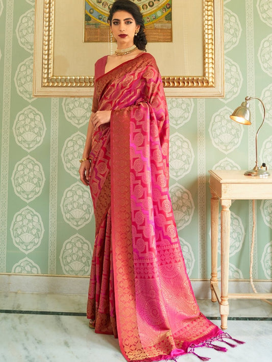 Cerise Magenta Kanjivaram Saree