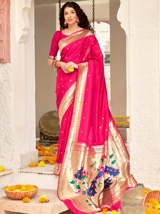 Hot Pink Paithani Saree