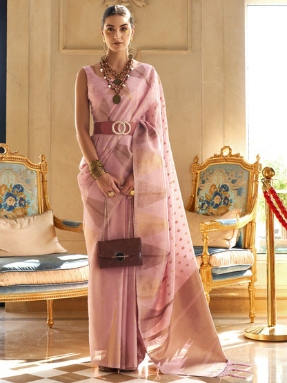 Blossom Pink Tissue Silk Saree