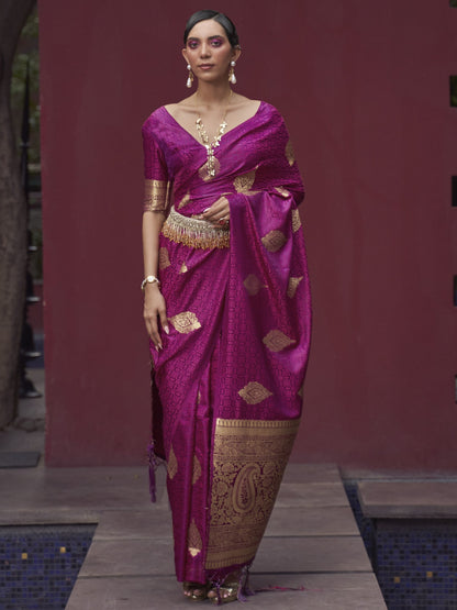 Magenta banarasi wedding sarees