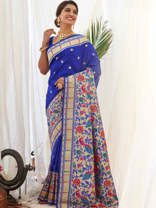 Cobalt Blue Paithani Saree