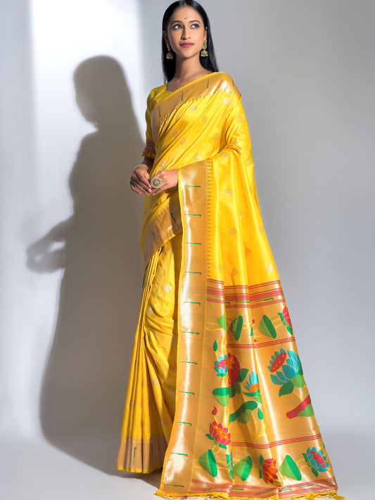 Cadmium Yellow Paithani Saree