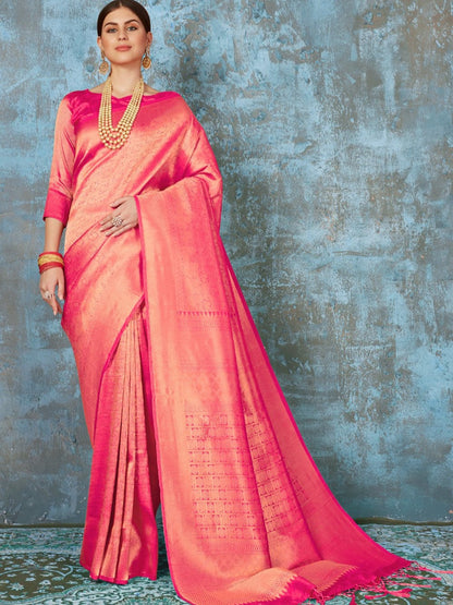 French Pink Kanjivaram Saree
