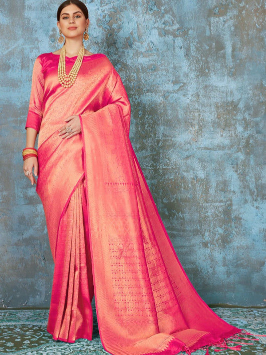 French Pink Kanjivaram Saree