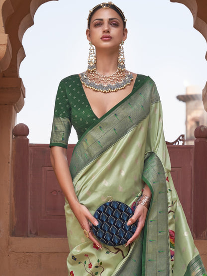 Mint Green Paithani Saree