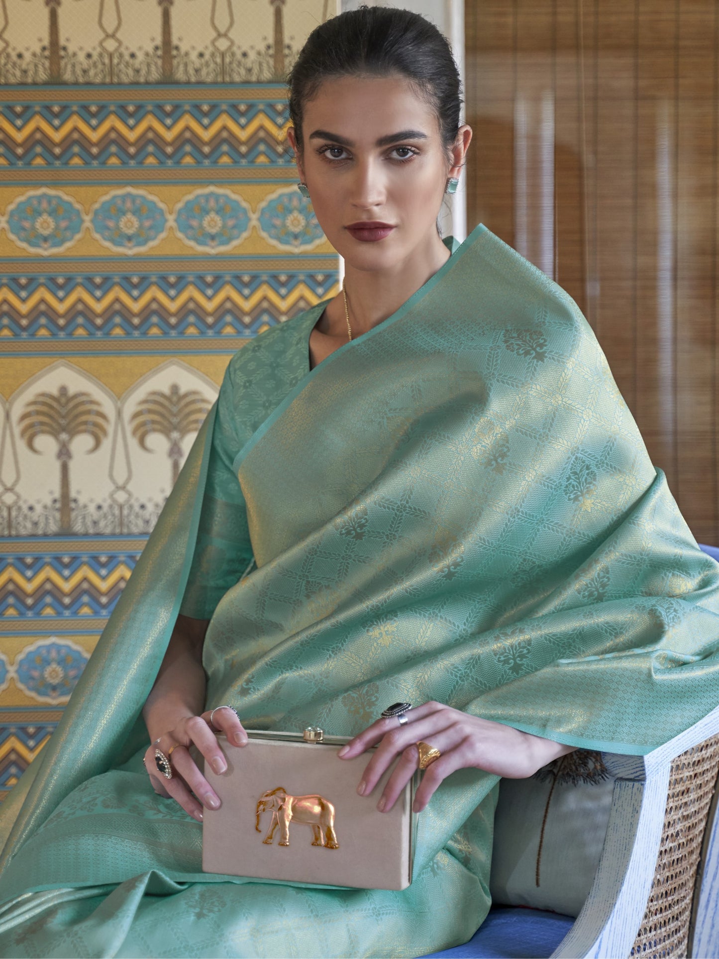 Aqua Mint Kanjivaram Saree