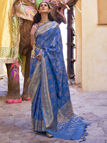 True Blue Woven Banarasi Saree