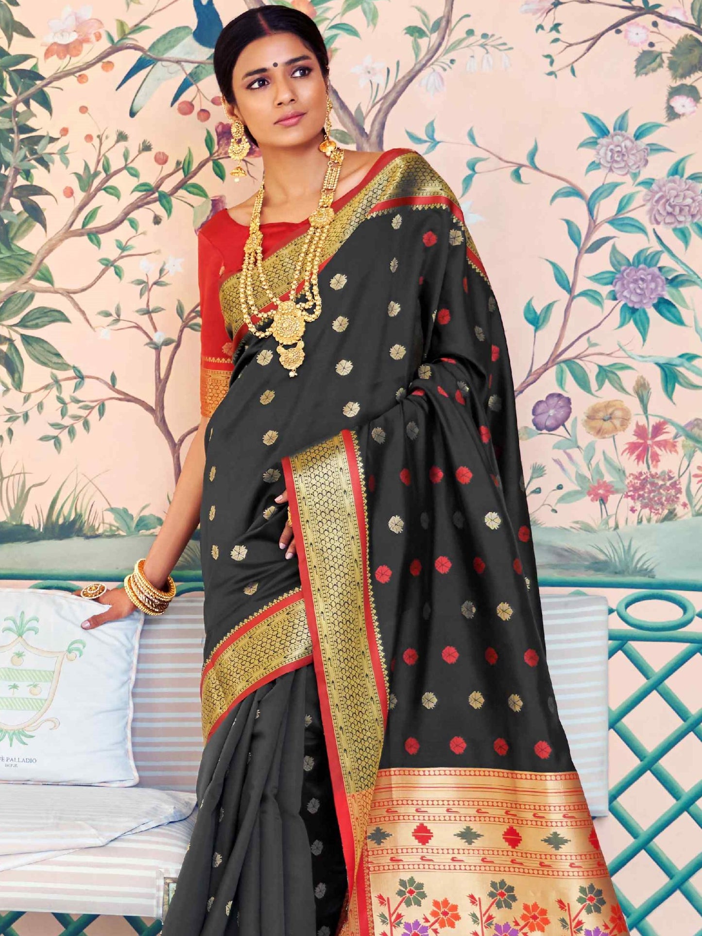 Midnight Black Paithani Saree